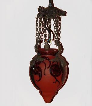 Kronleuchter - Bronze, Rubinglas - Le verré Francais - 1900